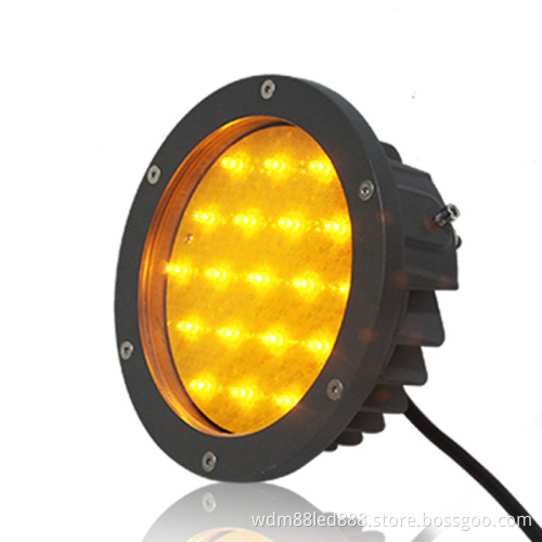 Foggy area yellow flashing solar traffic warning light